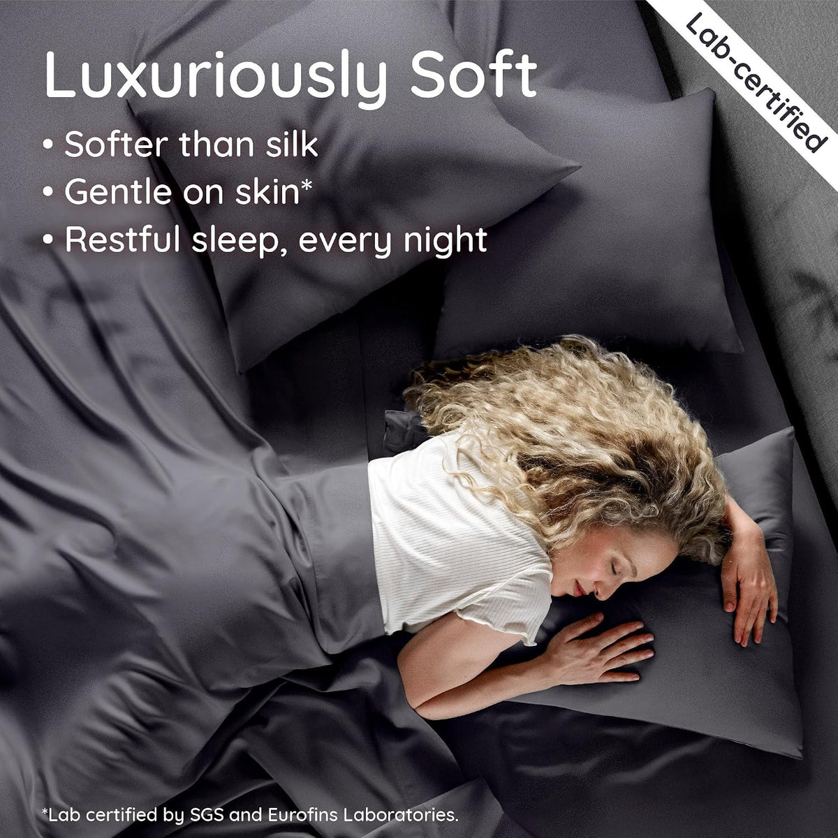 Bambaw 100% Viscose Derived from Bamboo Queen Size Fitted Sheet, Cooling, Deep Pocket, Corner Straps, Charcoal