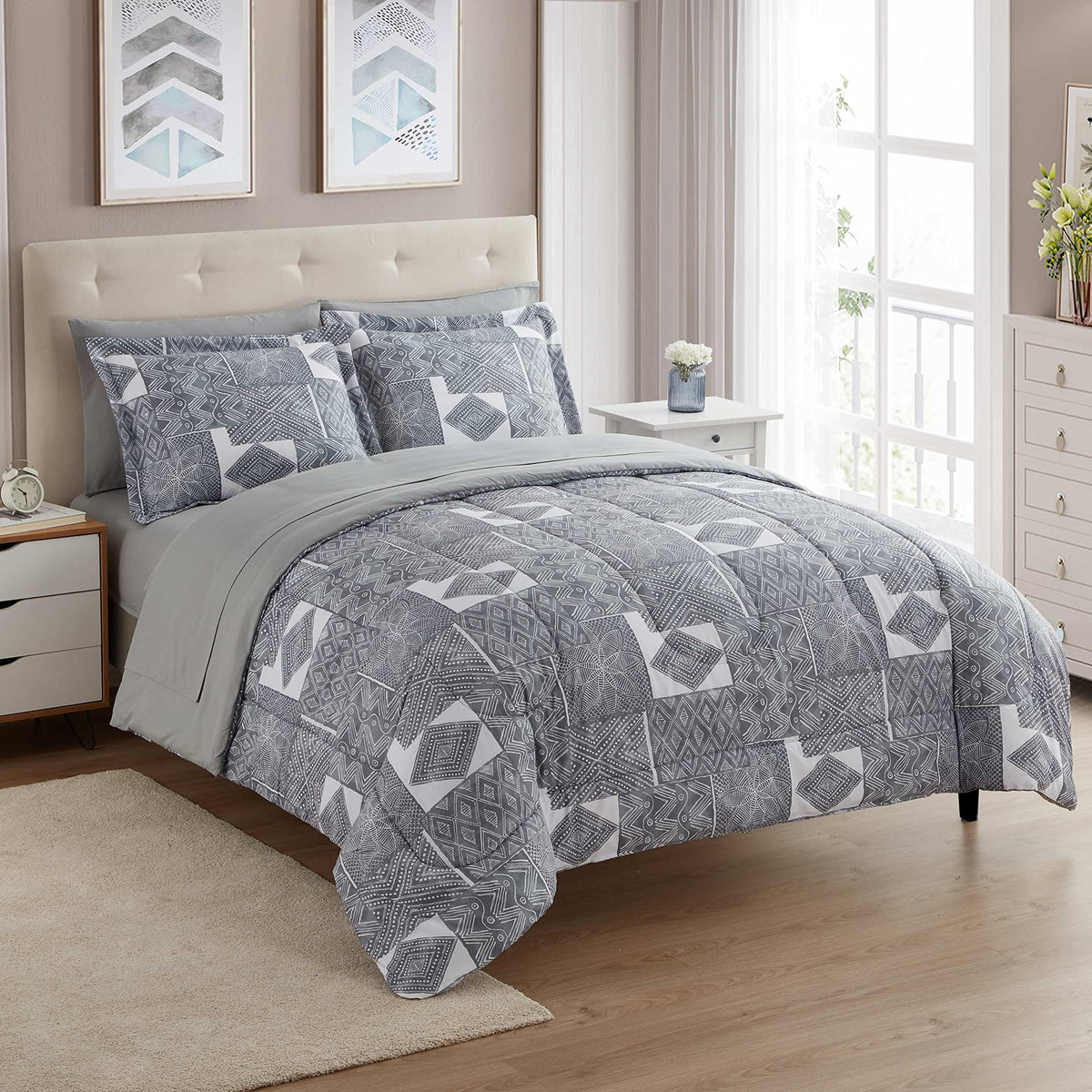 Sweet Home Collection 5 Piece Comforter Set Bag Solid Color All Season Soft Down Alternative Blanket & Luxurious Microfiber Bed Sheets, Navy, Twin