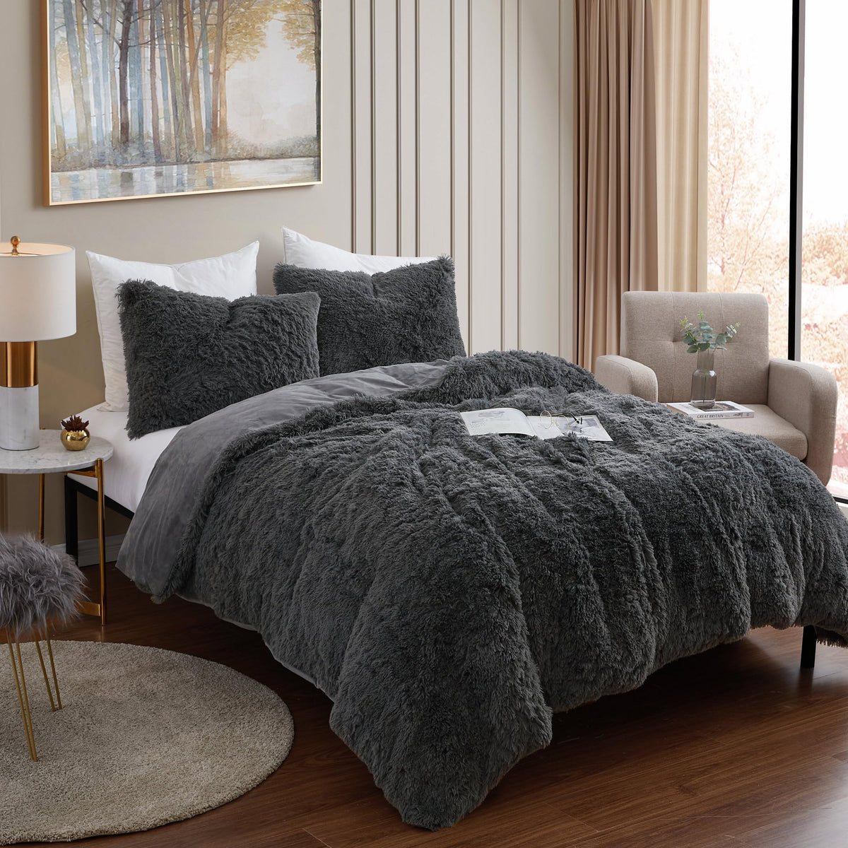 Sweet Home Collection 5 Piece Comforter Set Bag Solid Color All Season Soft Down Alternative Blanket & Luxurious Microfiber Bed Sheets, Navy, Twin