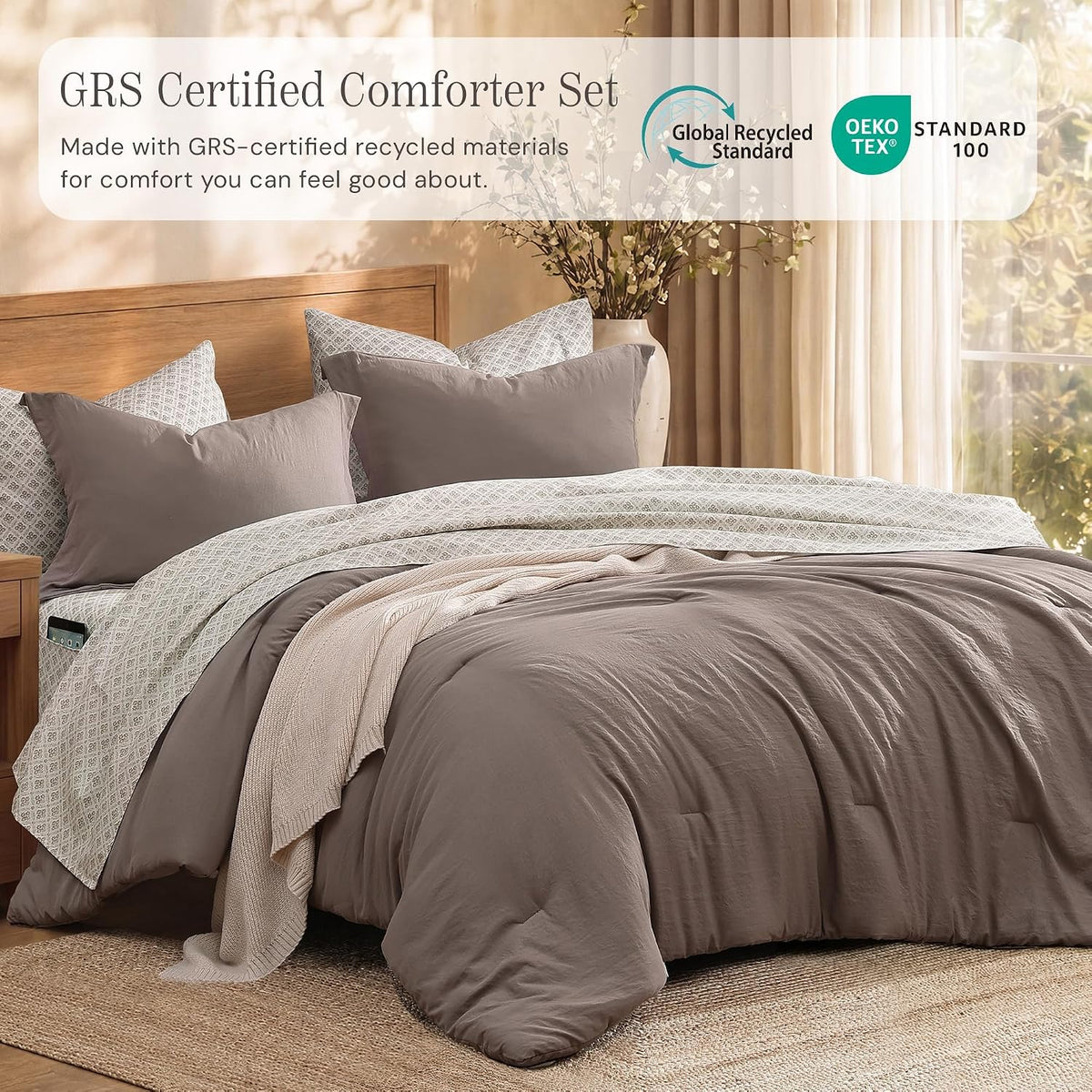 Queen Comforter Set with Sheets-7 Pieces Soft Recycled Bed in a Bag Bedding