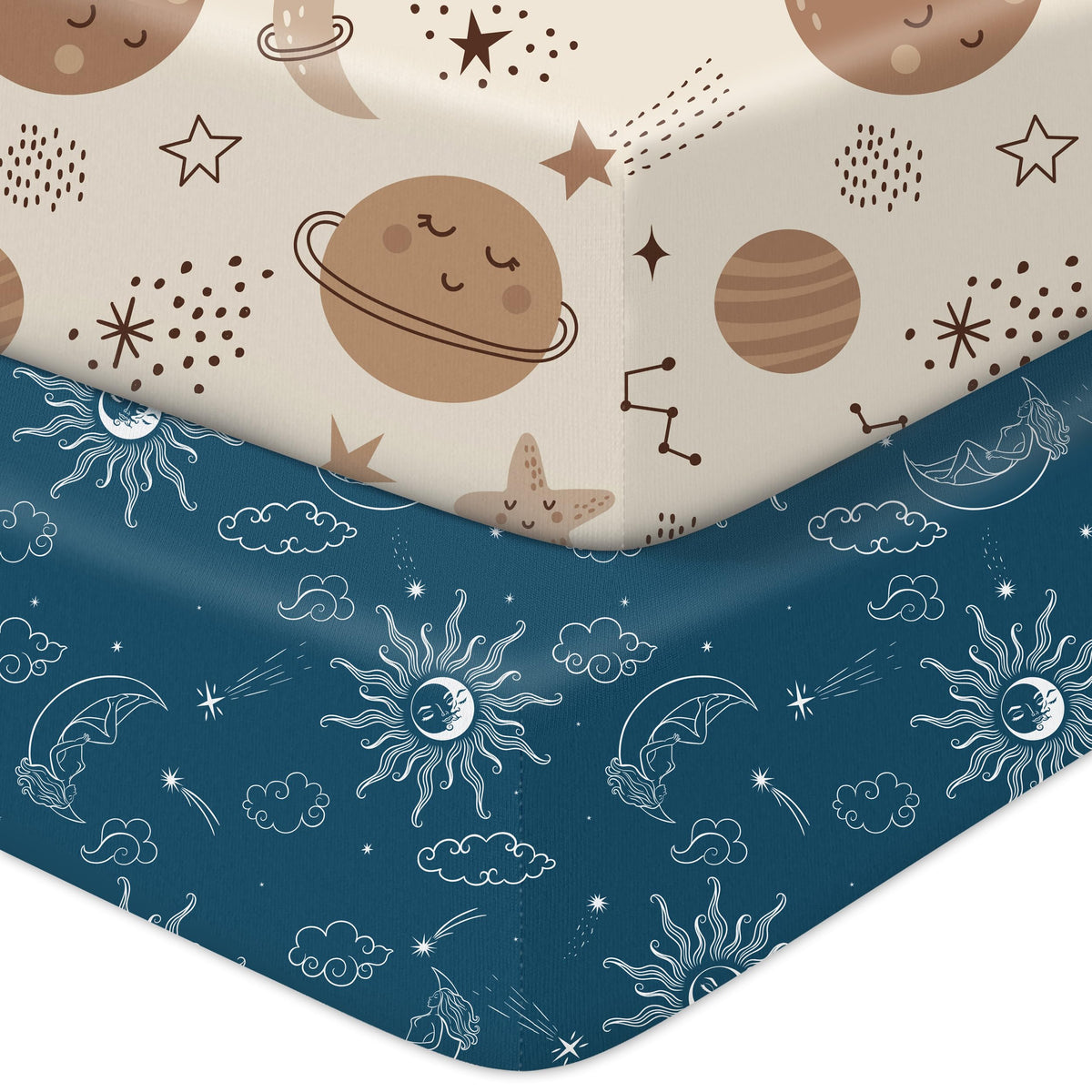 Baby Crib Sheets 2 Pack for Boys and Girls Fit for Standard Crib Toddler Mattress Breathable Soft Microfiber Baby Sheet 28x52x8in (Pink Rainbow & Pink)
