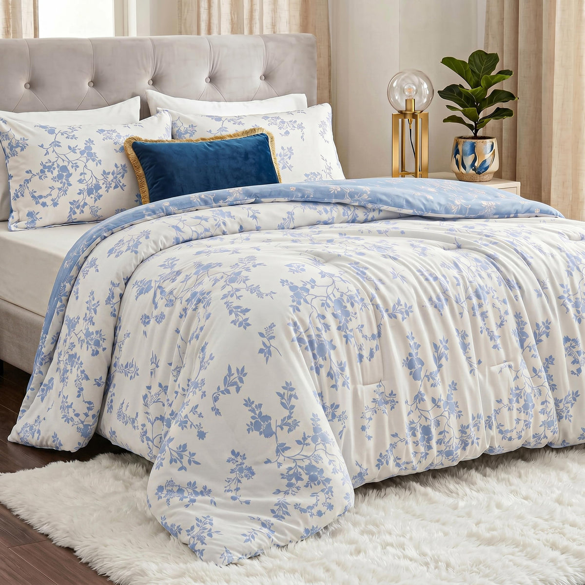 Utopia Bedding 3 Pc Queen Comforter Set, Printed Comforter, Meadow Mist