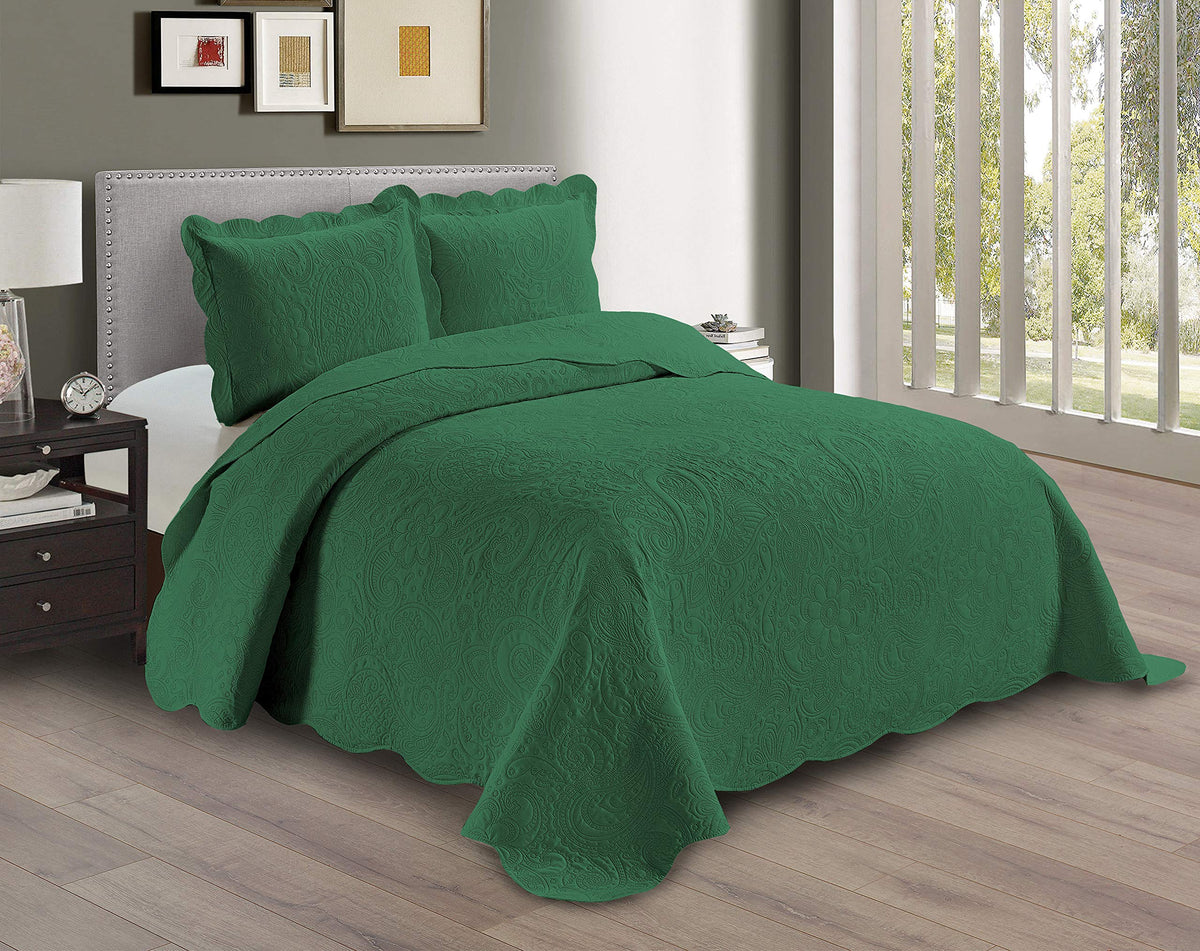 Linen Plus Embossed Coverlet Bedspread Set Oversized Solid Coral Full/Queen Bed Cover Bedding New # Dana