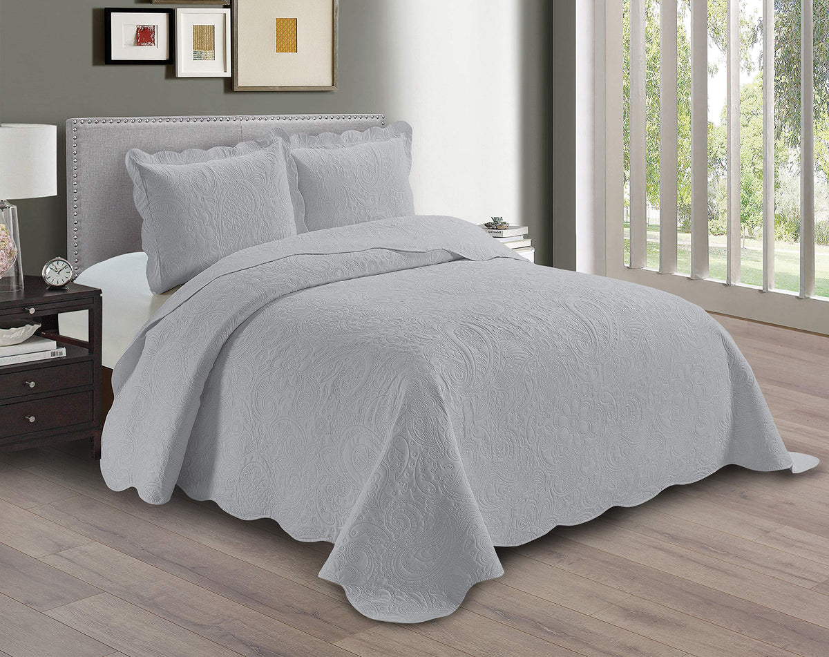Linen Plus Embossed Coverlet Bedspread Set Oversized Solid Coral Full/Queen Bed Cover Bedding New # Dana