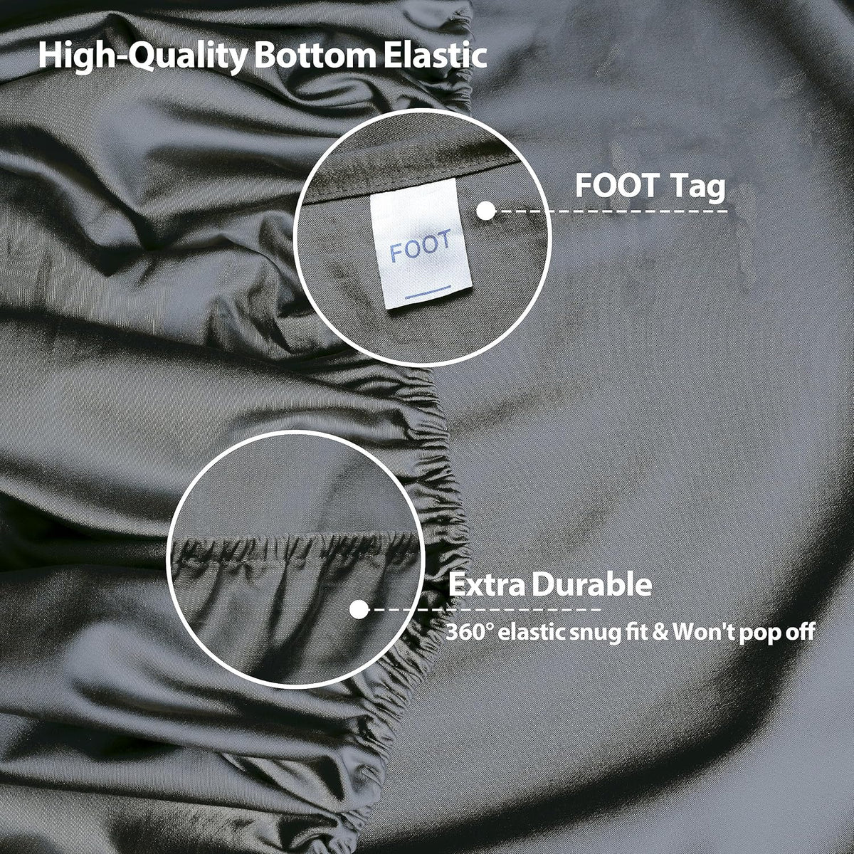 2-Pack Pure Cotton Twin XL Fitted Sheet for Adjustable Bed Split King, 600 TC 16" Deep Pocket Egyptian Cotton Fitted Sheet (2pcs, Twin XL, Dark Grey)