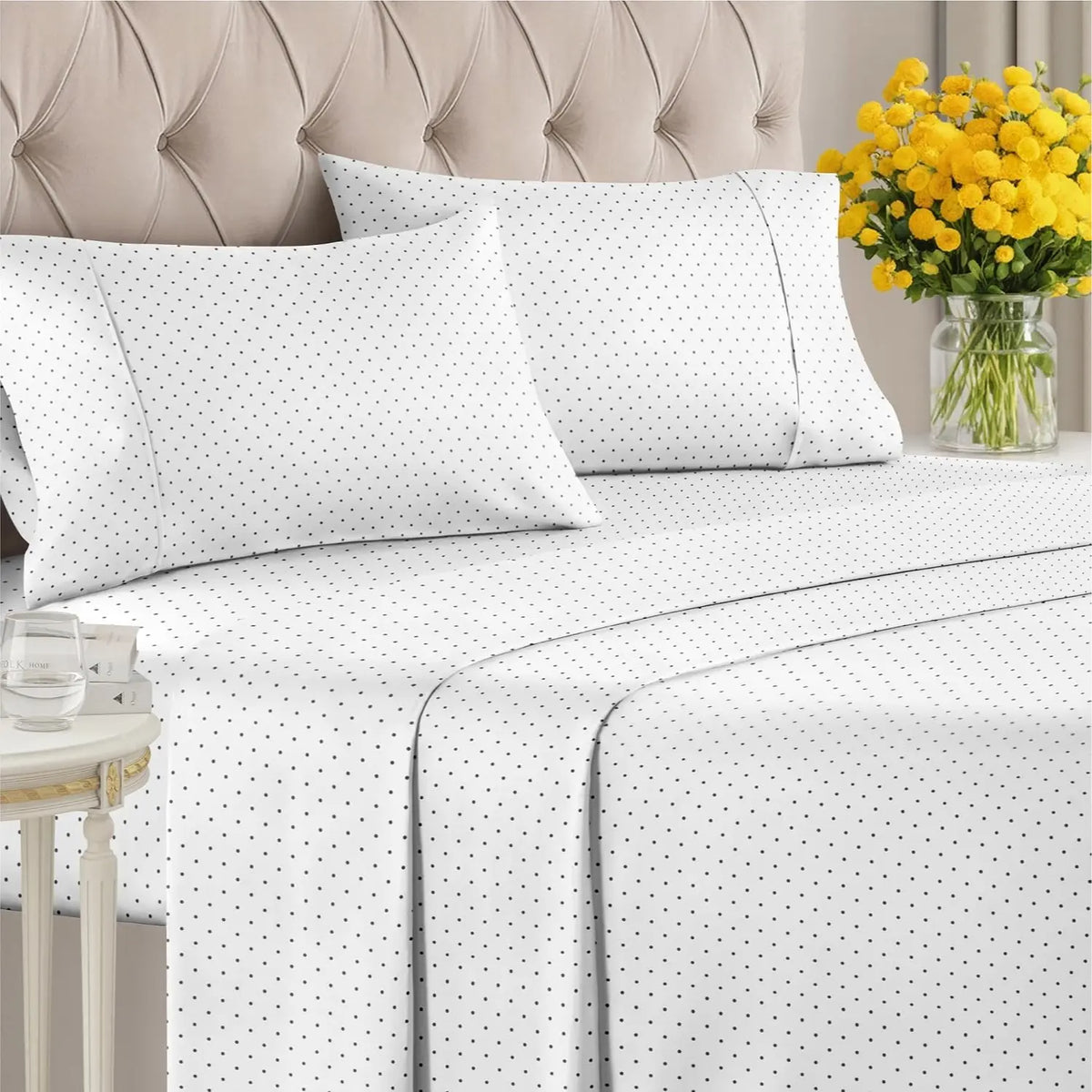 CGK | Printed 4-Piece Stripe Sheet Set – Soft Microfiber Bedding, Deep Pocket, Wrinkle-Free, Cooling, Chic Design Bedsheet Sets