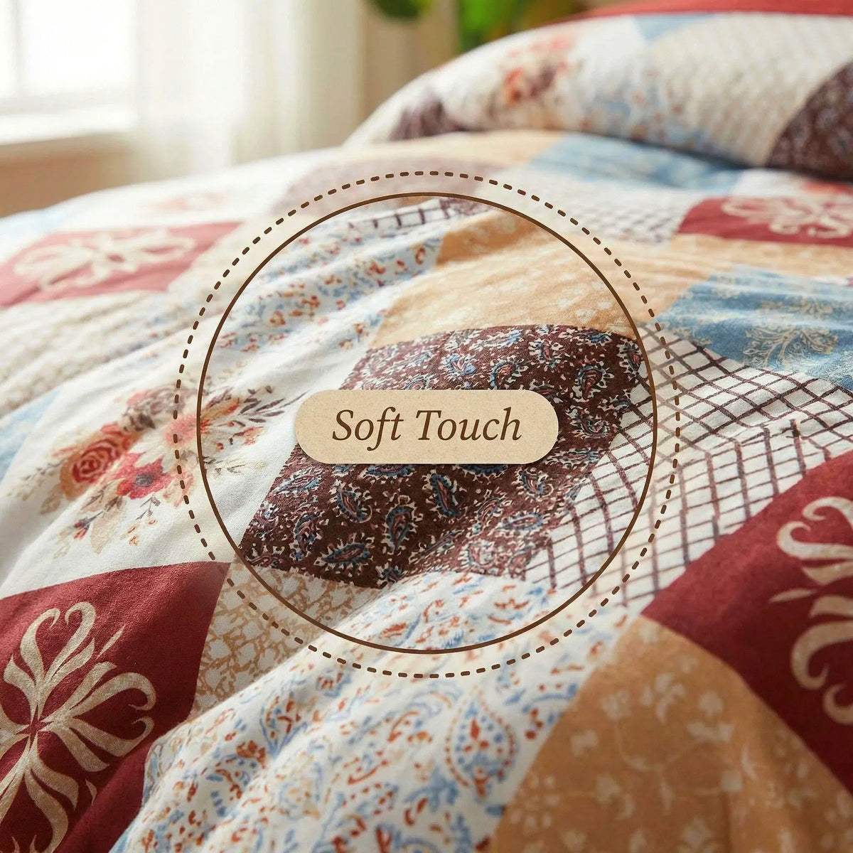 Cosybay 7-Piece Wrinkle-Resistant Bedding Bundle, Reversible Queen/King/Full Comforter Set, All-Season Luxury Tufted Boho Print Bedding with Comforter, Flat Sheet, Fitted Sheet, Pillowcases & Pillow Shams (Dorm, Back-to-School),sohochic