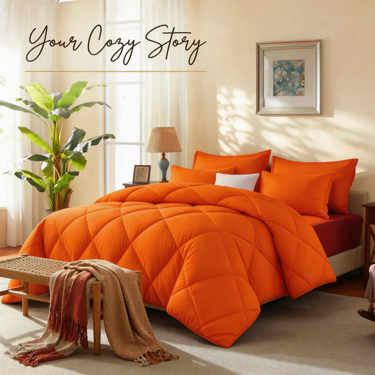 Cosybay 7-Piece Wrinkle-Resistant Bedding Bundle, Reversible Queen/King/Full Comforter Set, All-Season Luxury Tufted Boho Print Bedding with Comforter, Flat Sheet, Fitted Sheet, Pillowcases & Pillow Shams (Dorm, Back-to-School),sohochic