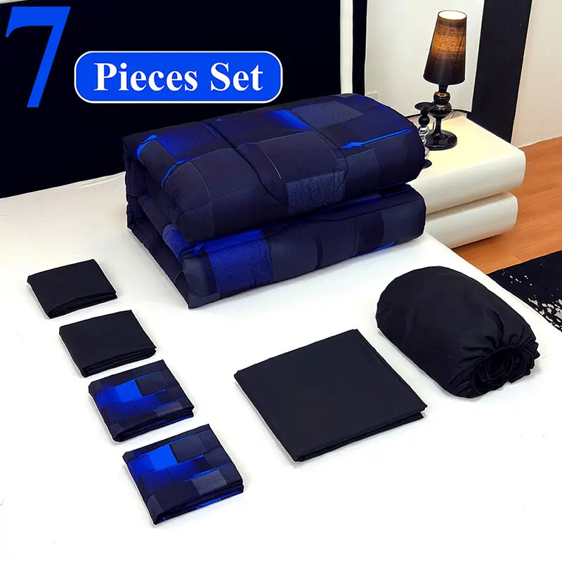 [Weekly Deals] 4-Season Technology Quilt Set - 3/6/7-Piece Bedsheet Sets, Digital Printing comforter, All-Year Use, Avant-Garde Bedroom Decorative Bedding, Cyber Atmosphere Refresh, Summer Compatible, Decorative Bedding Set sohochic