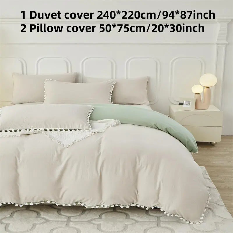 Solid Color Bedding Set (3 Counts/set), 1pc Duvet Cover without Filler & 2pcs Pillowcases, Soft Comfortable Bedding Set for Bedroom, Duvet Cover Sets, Cozy Bedding Set, Comfy Bed Sets