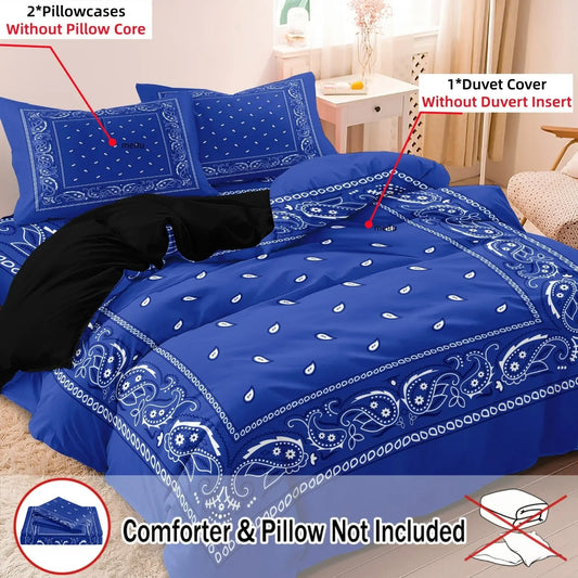 3-Piece Dreamfields Multi-Color Paisley Bedding Set, Soft Microfiber Vintage Bohemian Duvet Cover Set, Wrinkle-Resistant & Non-Fading Aesthetic Room Decor (1 Duvet Cover + 2 Pillowcases, No Comforter)