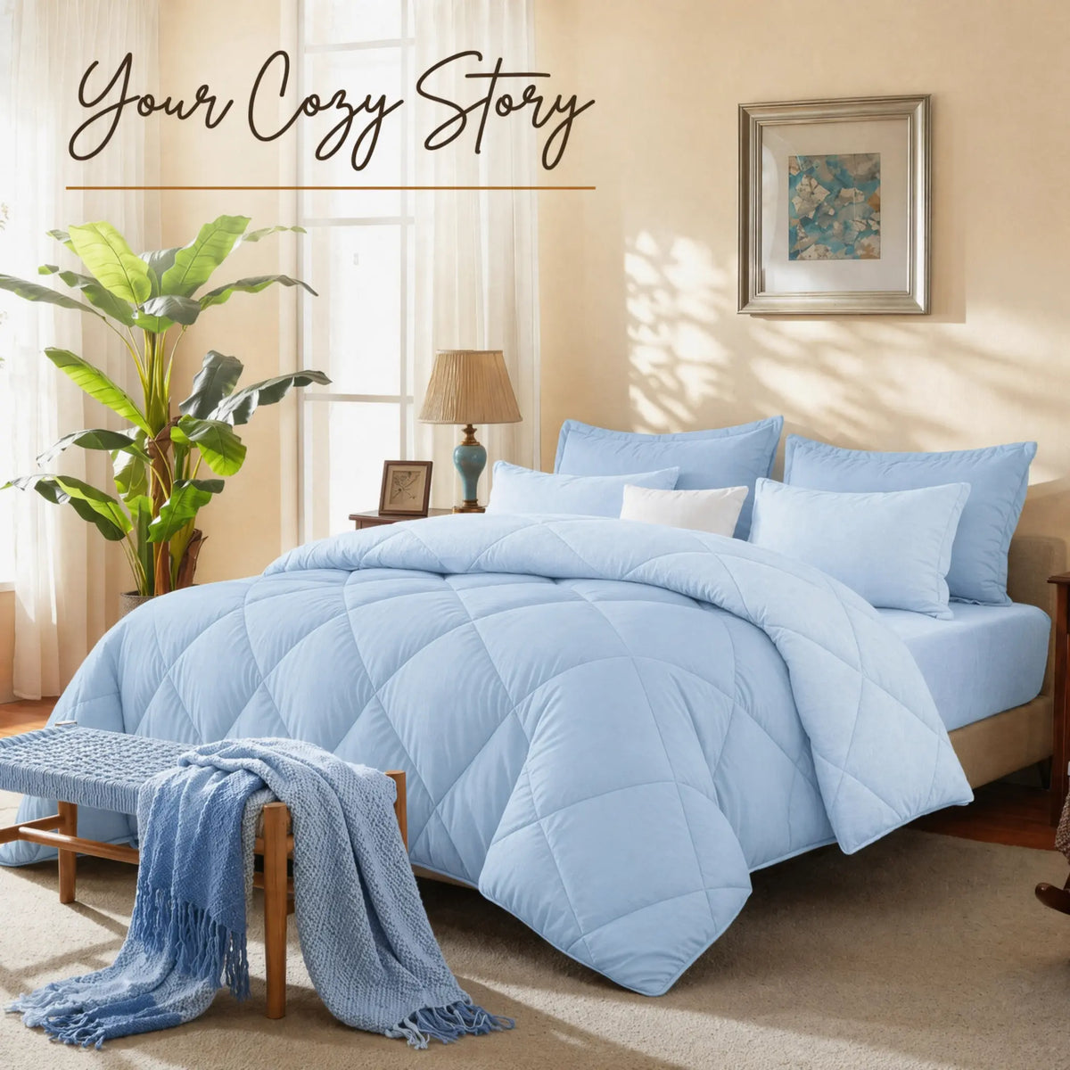 Cosybay 7-Piece Wrinkle-Resistant Bedding Bundle, Reversible Queen/King/Full Comforter Set, All-Season Luxury Tufted Boho Print Bedding with Comforter, Flat Sheet, Fitted Sheet, Pillowcases & Pillow Shams (Dorm, Back-to-School),sohochic