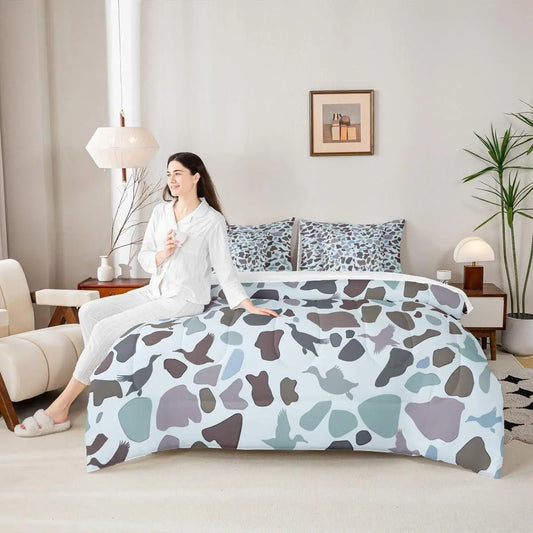 Feelyou 7-Piece Thick Microfiber Bedding Set - Queen Size, Camouflage Print Mallard Duck Hunting Flying Bird Animals Design, Cozy Bed Setup with Sheets & Breathable Blanket, Adult Bedroom Decor, Multi-Size Option, Bedding Sets Collections,sohochic