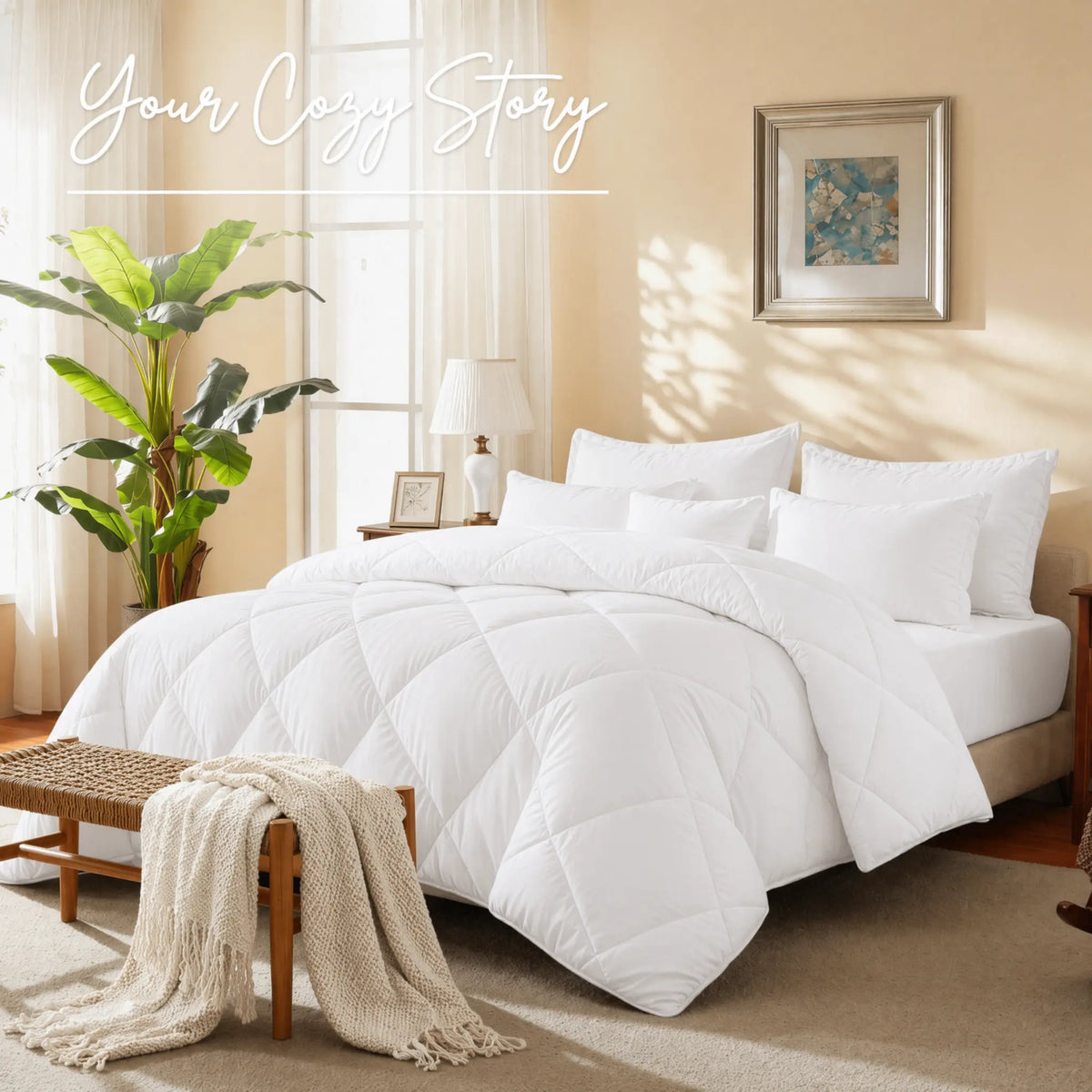 Cosybay 7-Piece Wrinkle-Resistant Bedding Bundle, Reversible Queen/King/Full Comforter Set, All-Season Luxury Tufted Boho Print Bedding with Comforter, Flat Sheet, Fitted Sheet, Pillowcases & Pillow Shams (Dorm, Back-to-School),sohochic