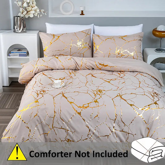 Queen Size 3-Piece High-End Durable Antique Copper Texture Duvet Cover Set - 1 Duvet Cover + 2 Pillowcases (No Pillow Core), Polyester Fits, Super Soft, Breathable, Print Design, Hand Wash Only, for Home/Dorms, All-Season Bedding Supplies sohochic